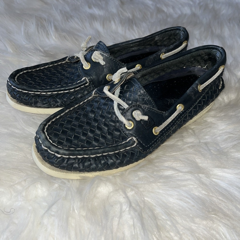 Sperry Top-Sider Blue White Leather Comfort Boat Shoes Women's Size 6.5M - Picture 5 of 14